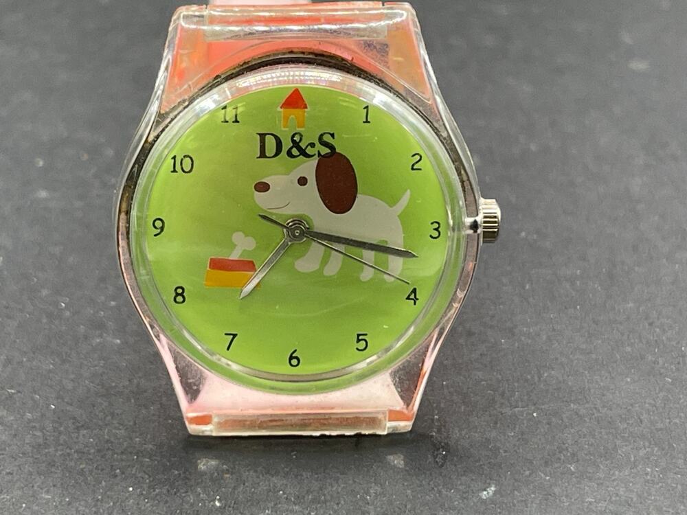 D & S Imports Dog Theme Quartz Watch 33mm Clear Case Red Paw Print Band
